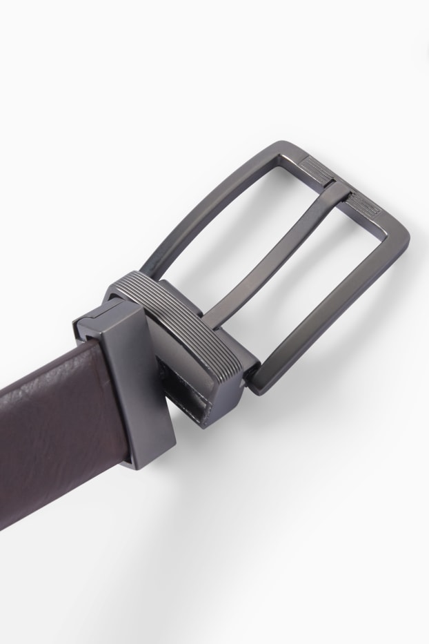 Uomo - Cintura reversibile - similpelle - marrone