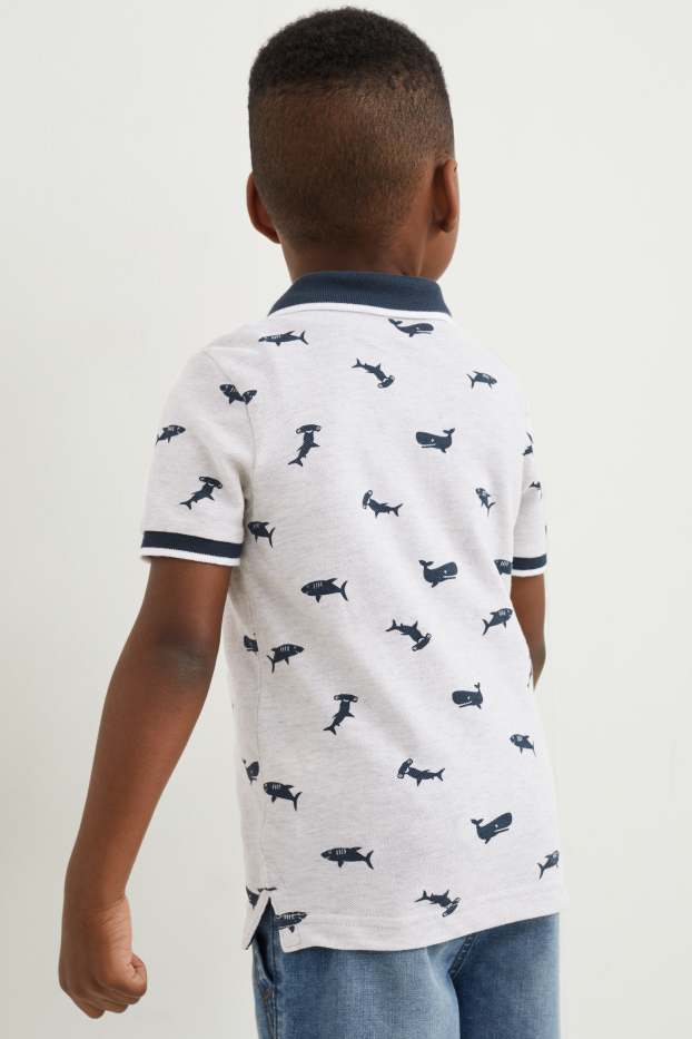 Copii - Băieți - Tricou polo - cu model - gri deschis melanj