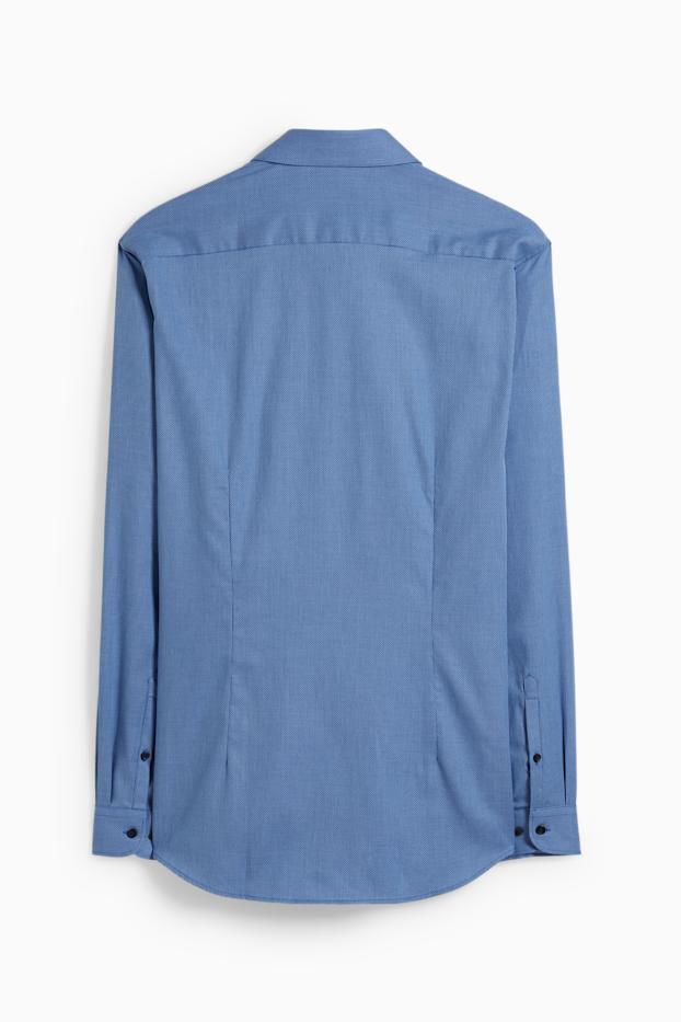 Hommes - Chemise de bureau - coupe slim - col kent - facile à repasser - à motif - bleu