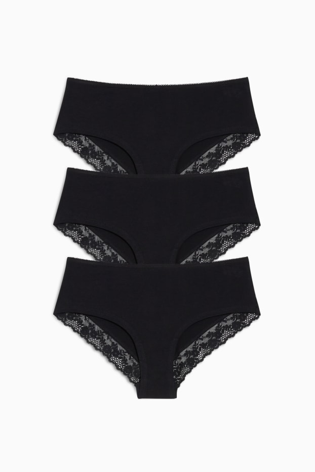 Damen - Multipack 3er - Hipster - schwarz