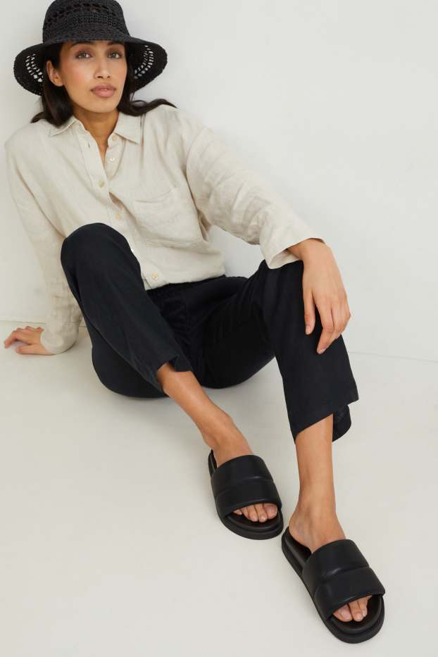 Damen - Sandalen - Lederimitat - schwarz