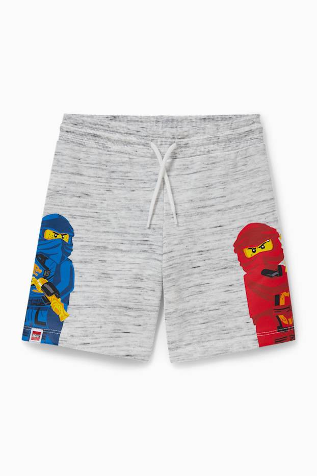 Enfants garçons - Lego Ninjago - bermudas en molleton - gris clair chiné