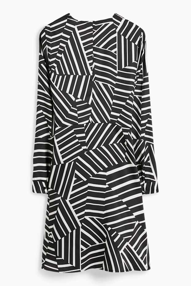 Femmes - Robe croisée - à motif - noir / blanc