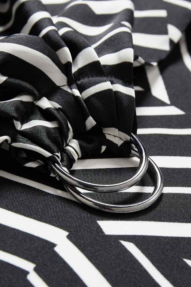 Femmes - Robe croisée - à motif - noir / blanc