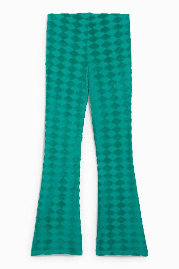 Women - Jersey trousers - comfort fit - check - green