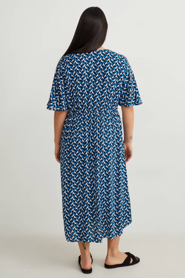 Women - Wrap dress - patterned - blue
