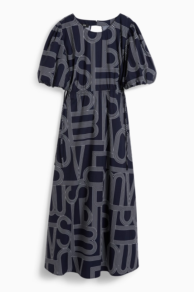 Women - Fit & flare dress - patterned - dark blue