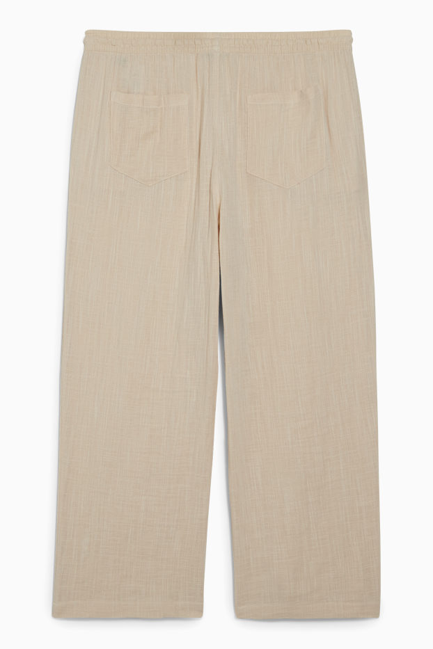 Femmes - Pantalon de toile - mid waist - beige clair