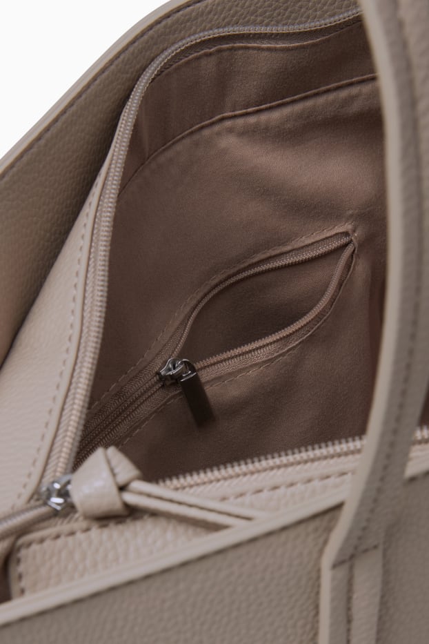 Dámské - Kabelka shopper - imitace kůže - světle béžová