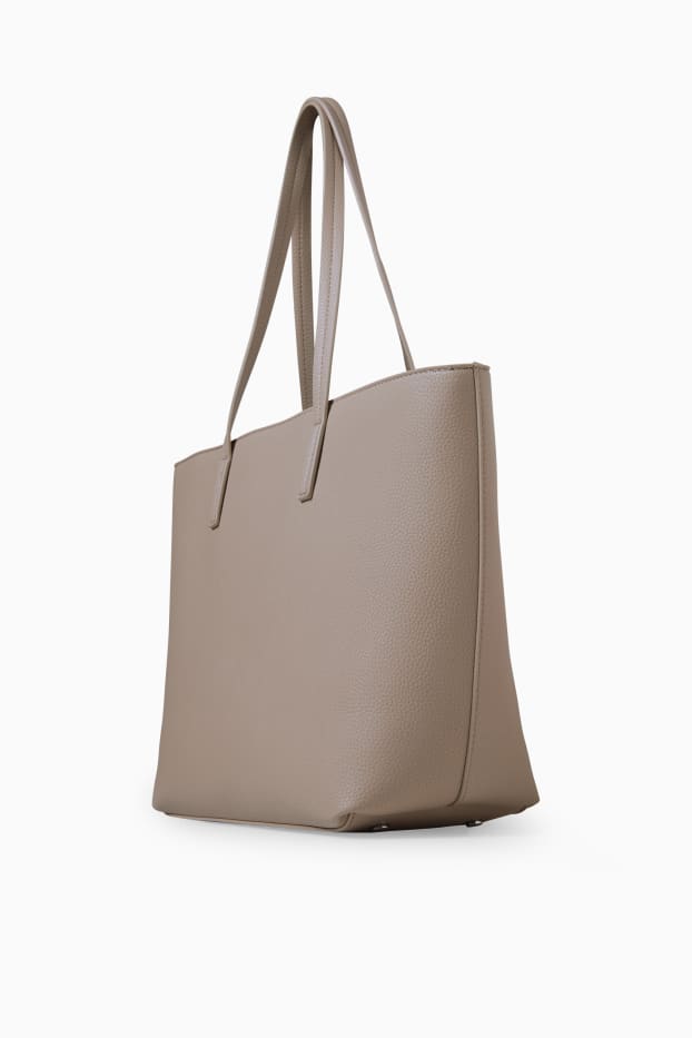 Dámské - Kabelka shopper - imitace kůže - světle béžová