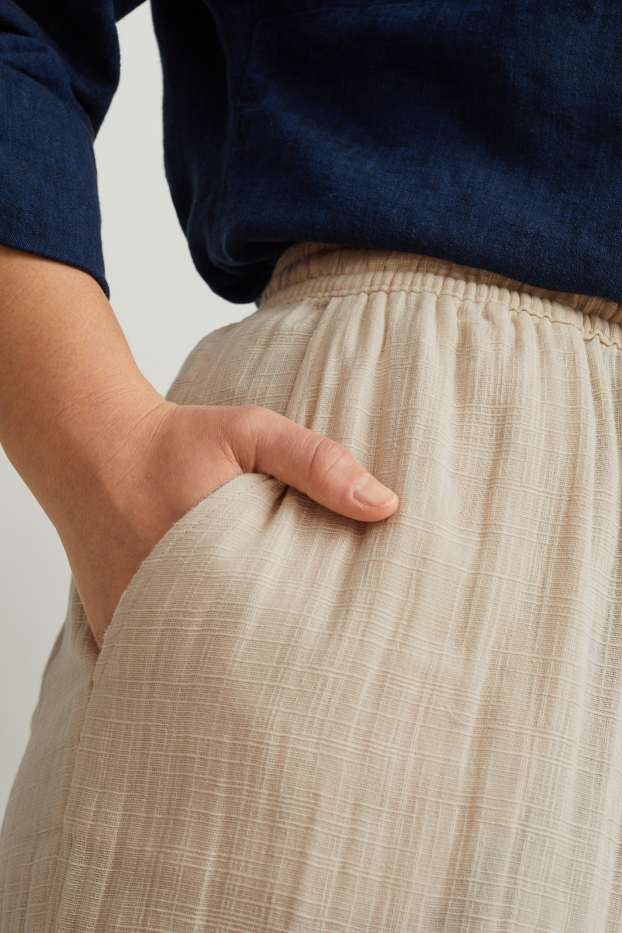 Femmes - Pantalon de toile - mid waist - beige clair