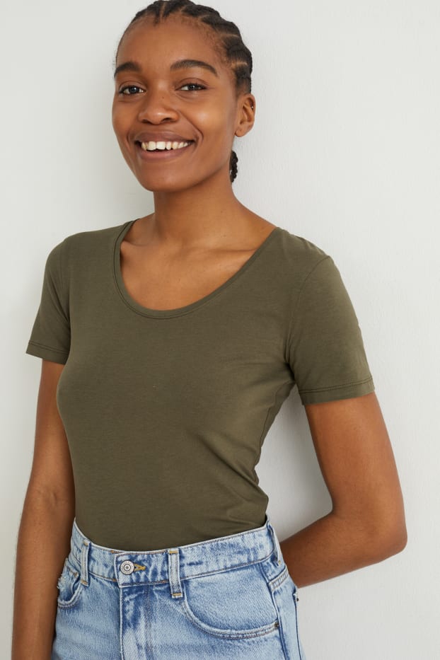 Dames - Basic-T-shirt - groen