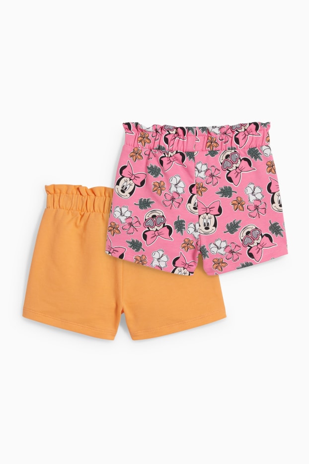 Kinderen: meisjes - Set van 2 - Minnie Mouse - sweatshorts - fuchsiarood