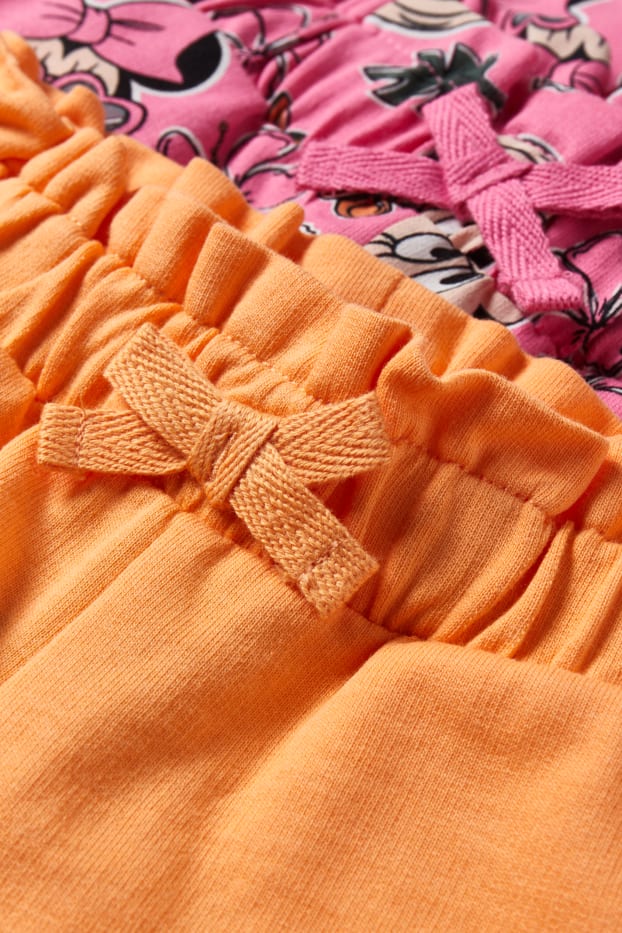 Kinderen: meisjes - Set van 2 - Minnie Mouse - sweatshorts - fuchsiarood