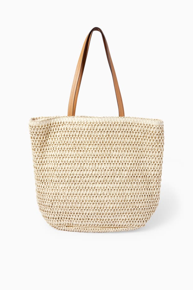 Mujer - Bolso shopper de paja - beige claro