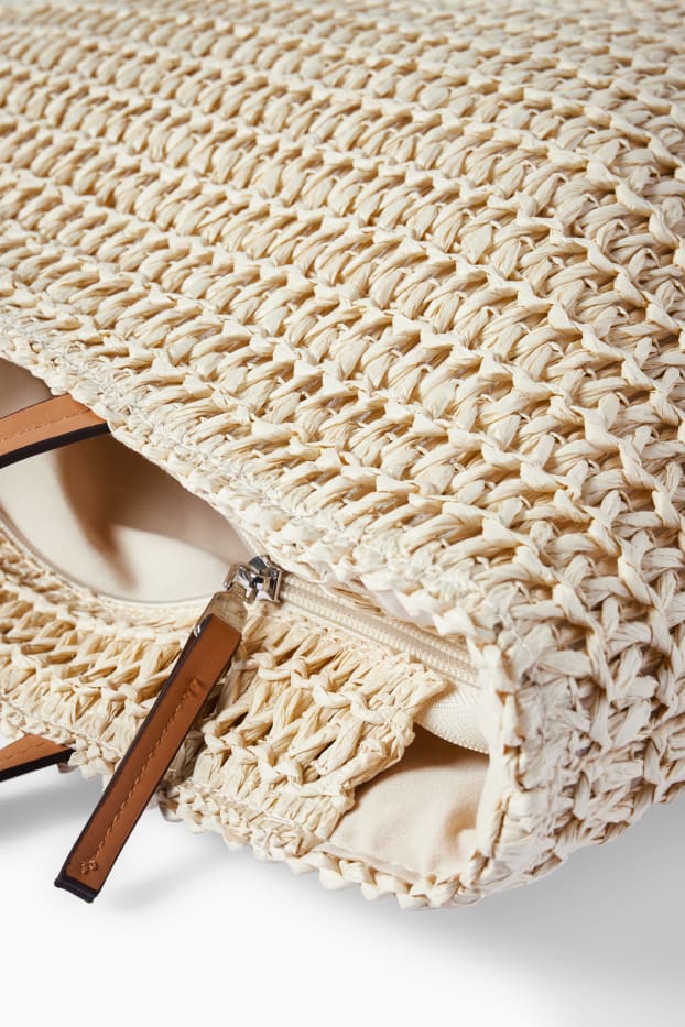 Mujer - Bolso shopper de paja - beige claro