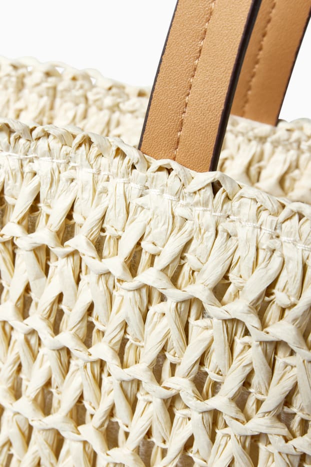 Mujer - Bolso shopper de paja - beige claro