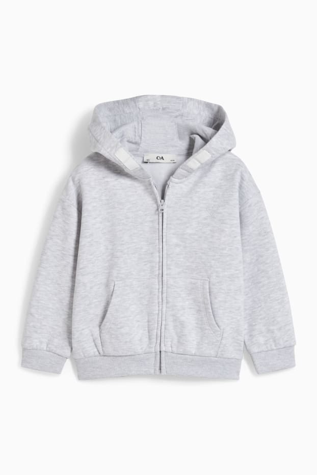 Kinder Mädchen - Sweatjacke mit Kapuze - hellgrau-melange