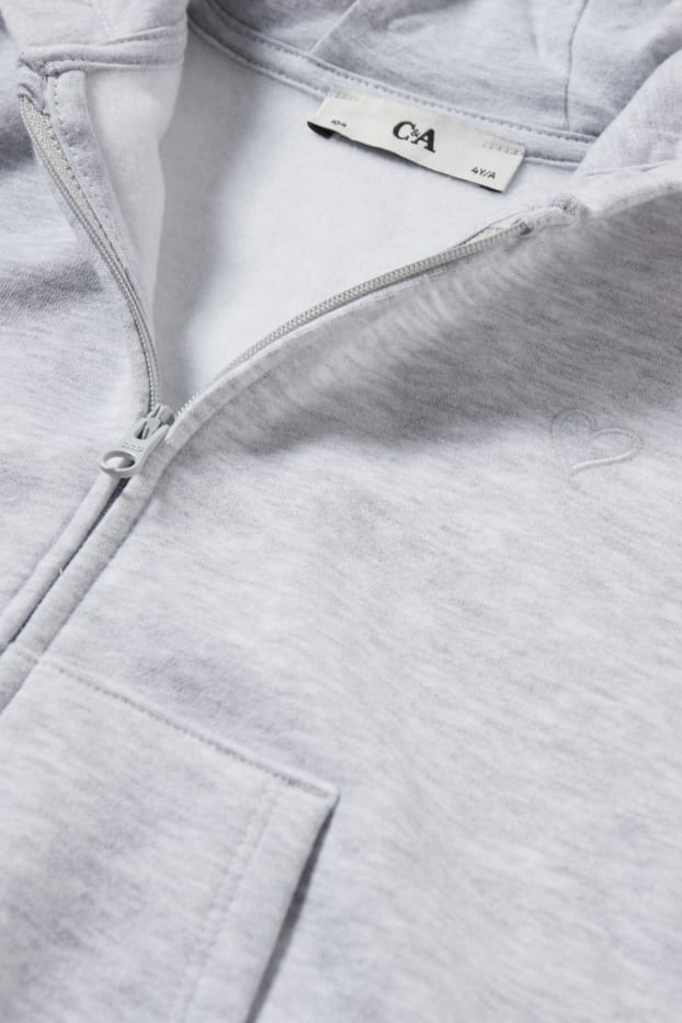 Kinder Mädchen - Sweatjacke mit Kapuze - hellgrau-melange