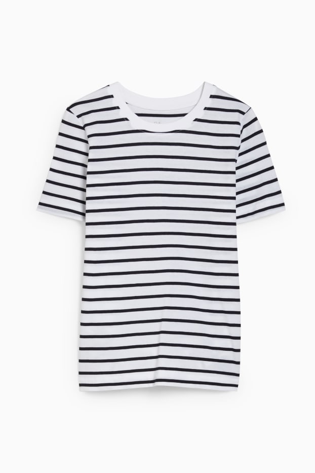 Dames - Basic T-shirt - gestreept - crème wit