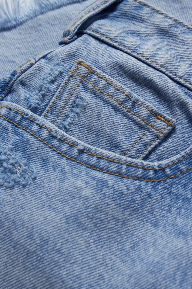 Dames - Korte spijkerbroek - high waist - jeanslichtblauw