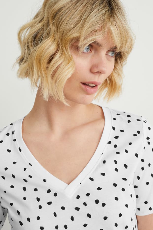 Women - Basic T-shirt - patterned - cremewhite