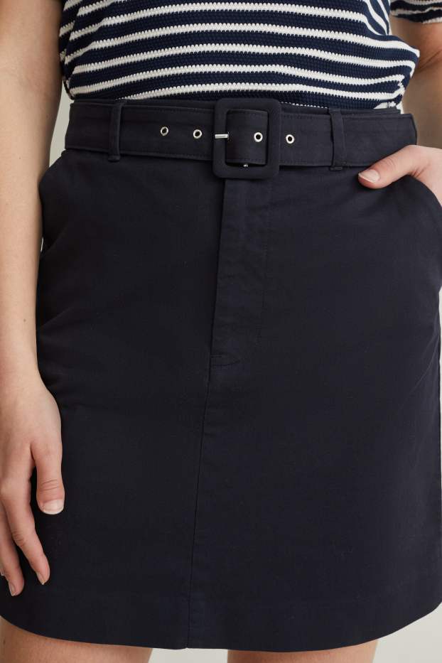 Donna - Gonna con cintura - blu scuro