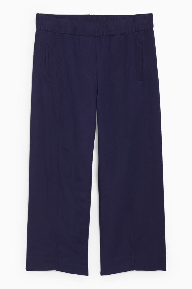 Femmes - Jupe-culotte - mid waist - wide leg - lin mélangé - bleu foncé