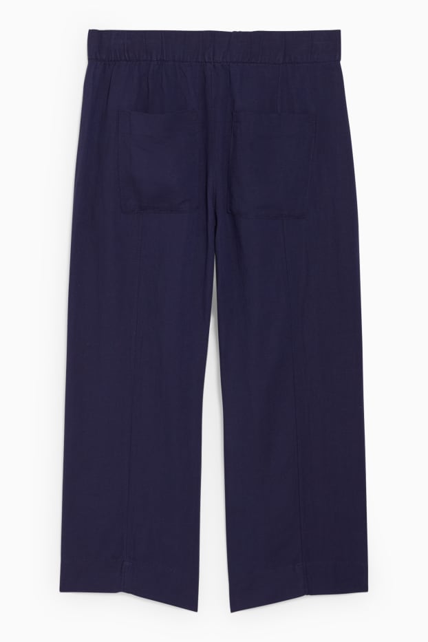 Femmes - Jupe-culotte - mid waist - wide leg - lin mélangé - bleu foncé