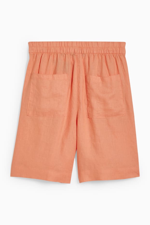 Femmes - Short en lin - high waist - orange