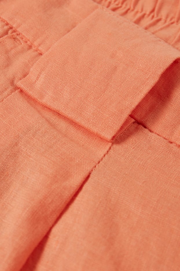 Femmes - Short en lin - high waist - orange