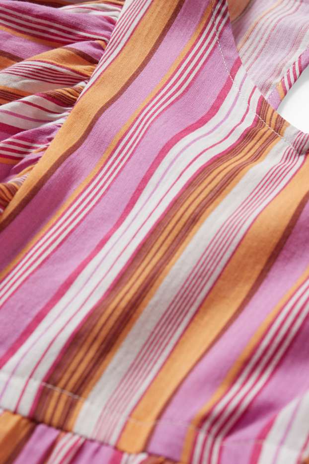Children Girls - Dress - striped - pink