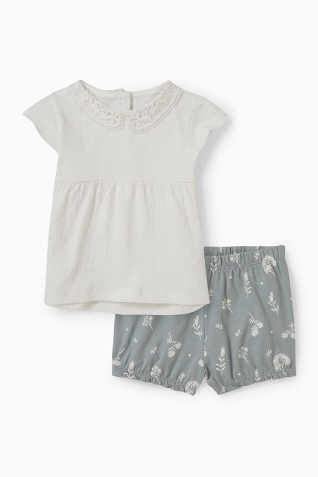 Baby Mädchen - Baby-Outfit - 2 teilig - cremeweiss