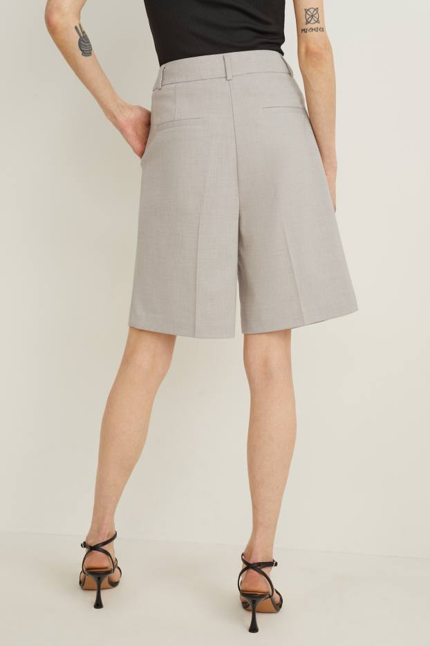Damen - Business-Bermudas - High Waist - hellbeige