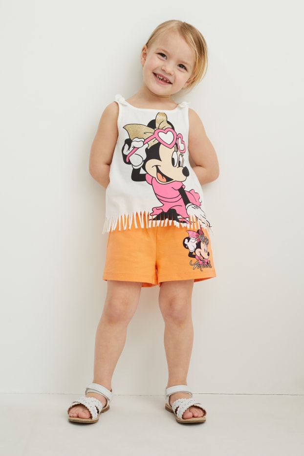 Kinderen: meisjes - Set van 2 - Minnie Mouse - sweatshorts - fuchsiarood