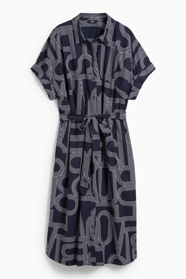 Dames - Blousejurk - met patroon - donkerblauw