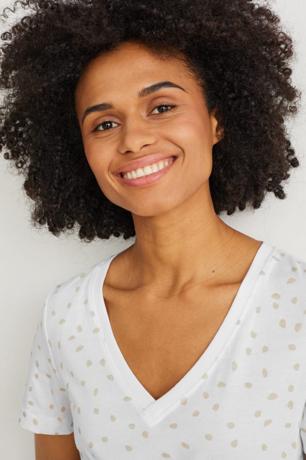 Dámské - Tričko basic - se vzorem - světle béžová