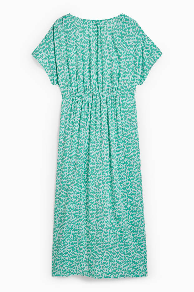 Dámské - Zavinovací šaty - zelená / krémově bílá