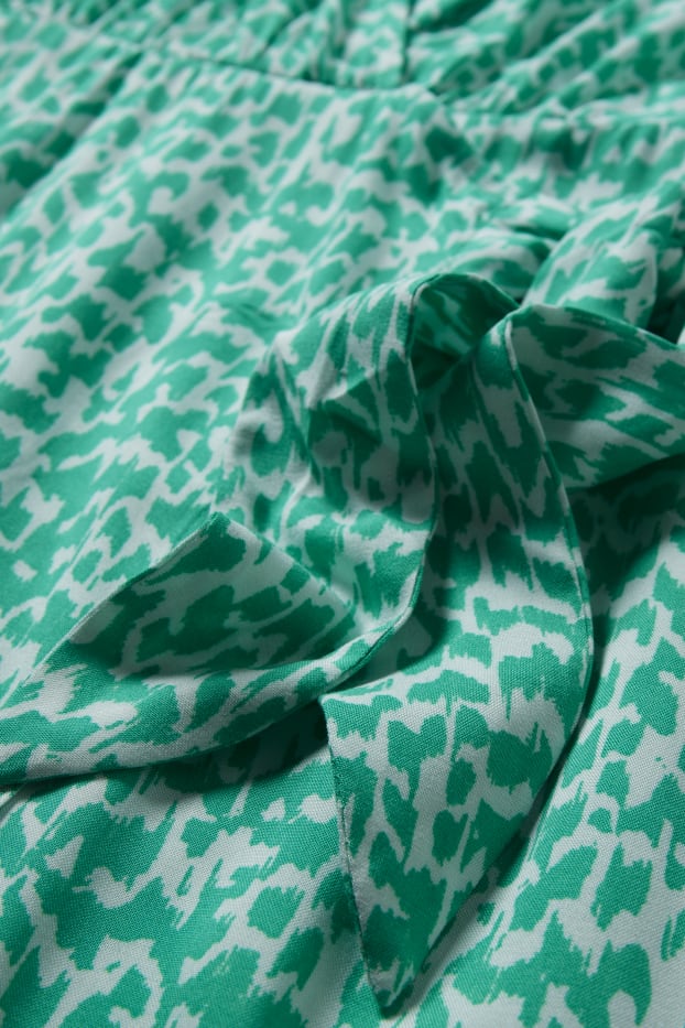 Dámské - Zavinovací šaty - zelená / krémově bílá