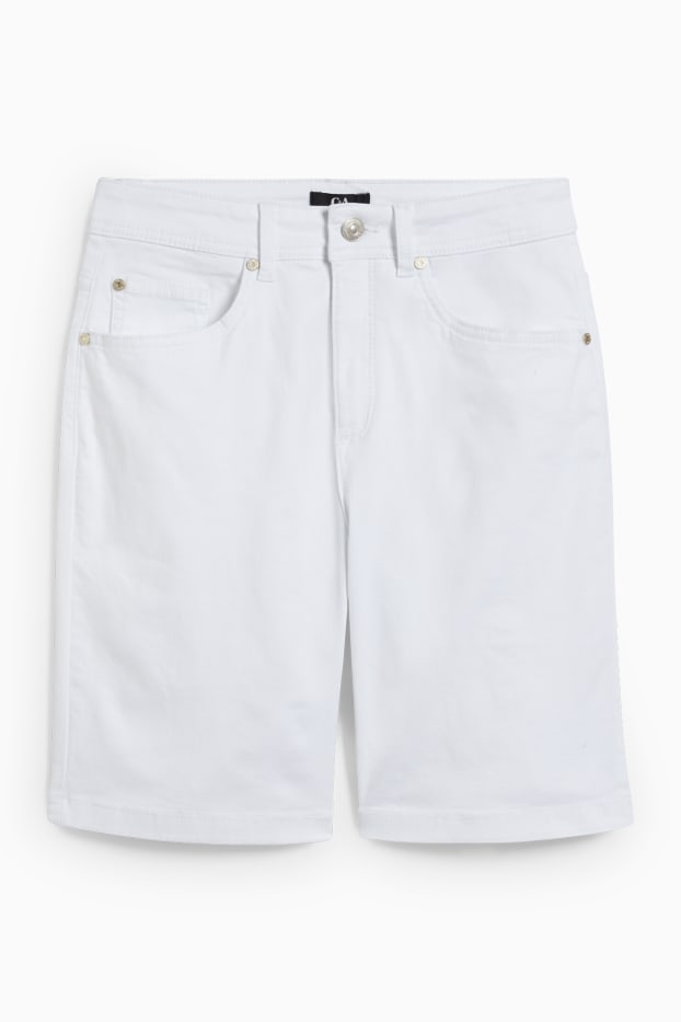 Women - Bermuda shorts - high waist - white