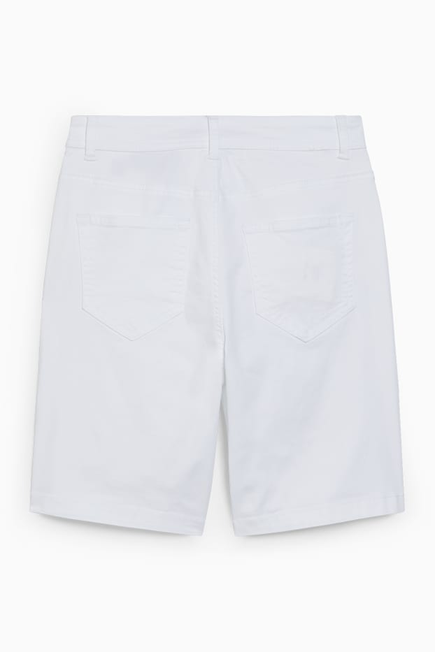 Women - Bermuda shorts - high waist - white
