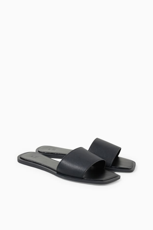 Women - Sandals - faux leather - black
