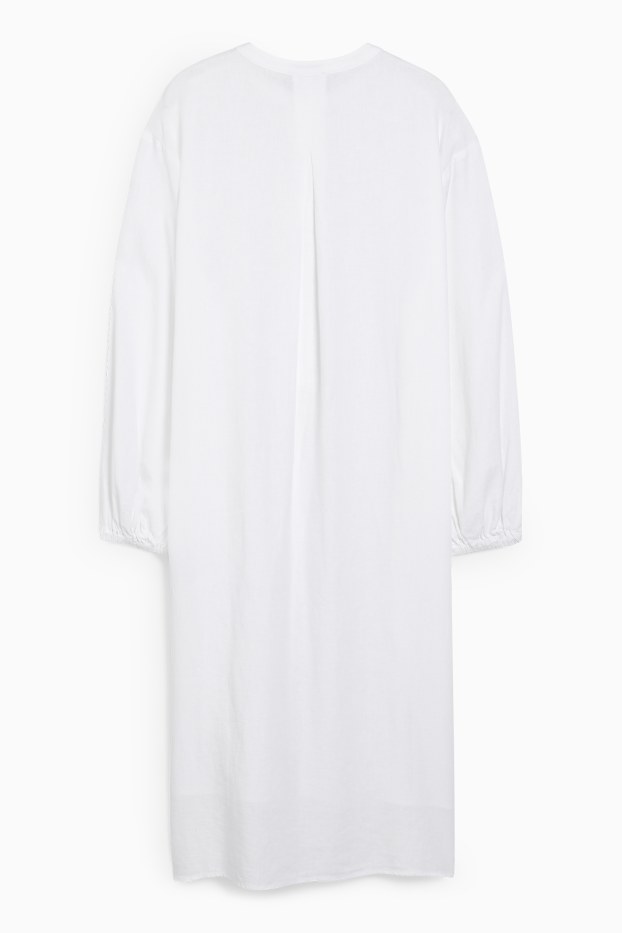 Damen - Bluse - Leinen-Mix - weiß