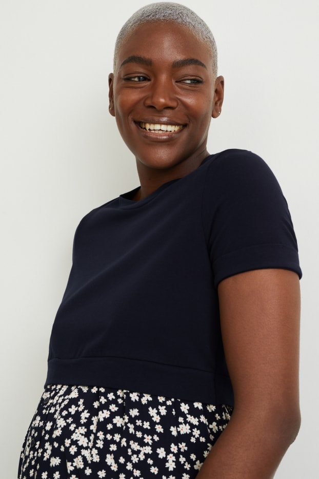 Femei - Tricou gravide - aspect 2 în 1 - alb ca zăpada