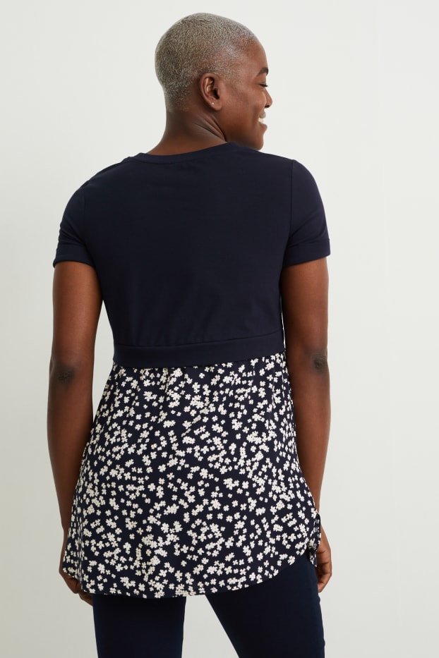 Femei - Tricou gravide - aspect 2 în 1 - alb ca zăpada