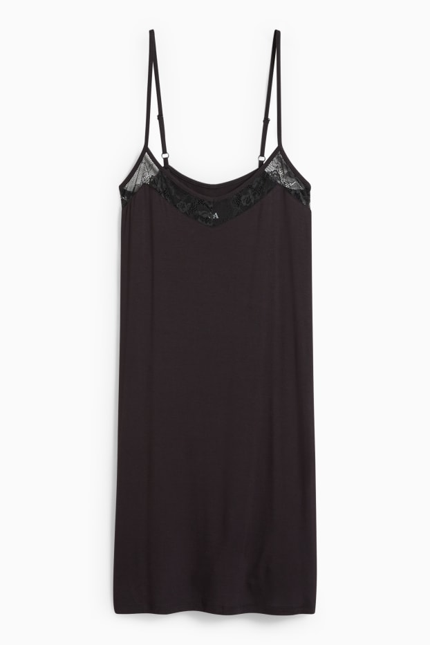 Femmes - Chemise de nuit en viscose - noir
