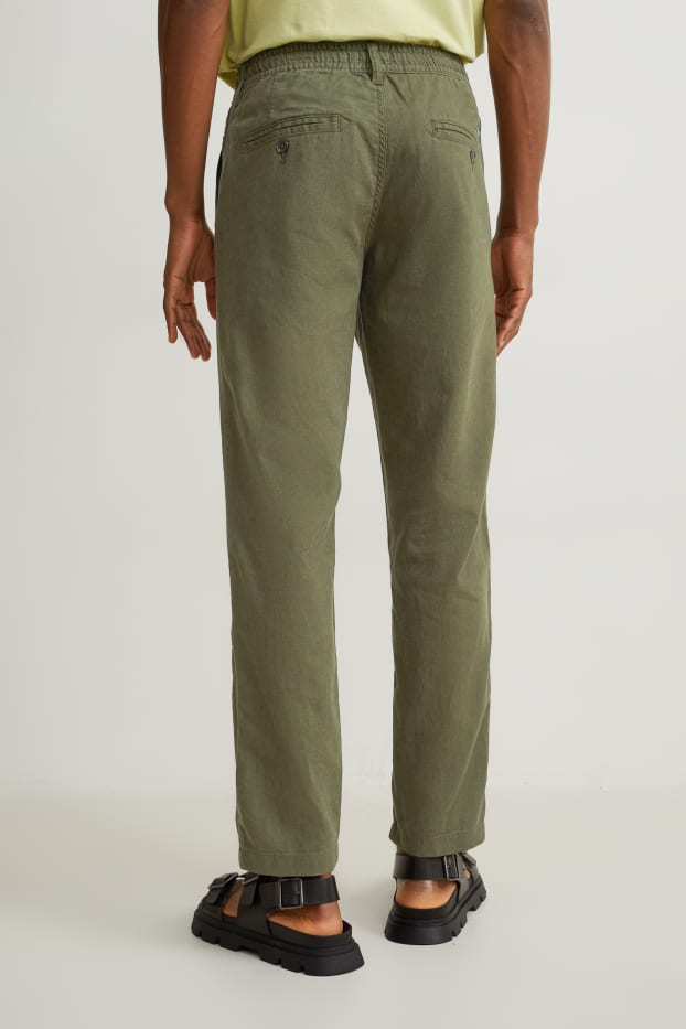 Home - Chino - tapered fit - mescla de lli - verd fosc