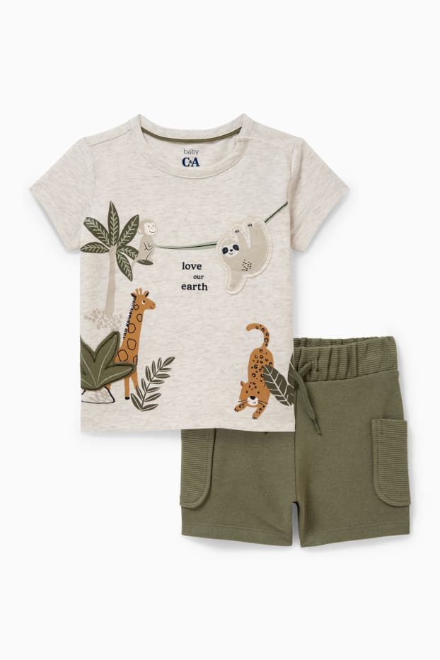 Baby Jungen - Baby-Outfit - 2 teilig - hellbeige
