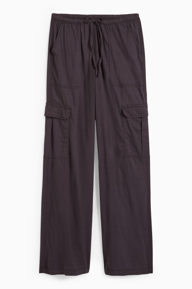Women - CLOCKHOUSE - cargo trousers - mid-rise waist - relaxed fit - dark gray