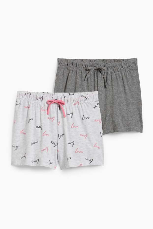 Donna - Confezione da 2 - shorts pigiama - grigio chiaro melange